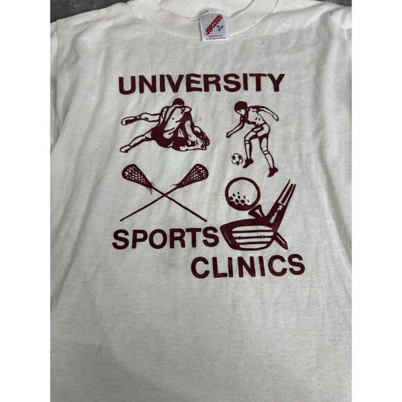 Vintage 80s University Sports Short Sleeve T Shirt Men's Size Small White - Picture 4 of 12